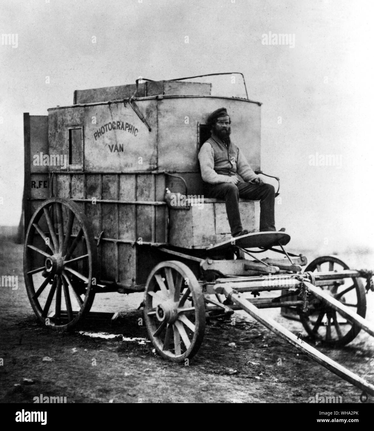 Roger Fenton's photographic van, used to carry his equipment in the Crimean War.. Stock Photo