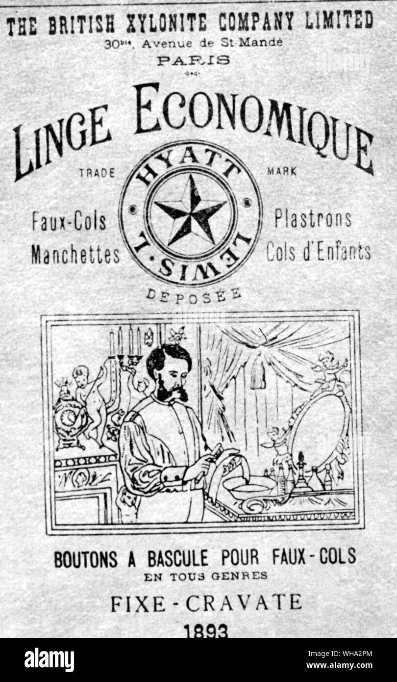 Cover of Xylonite catalogue showing the plastic collar of the time Stock Photo