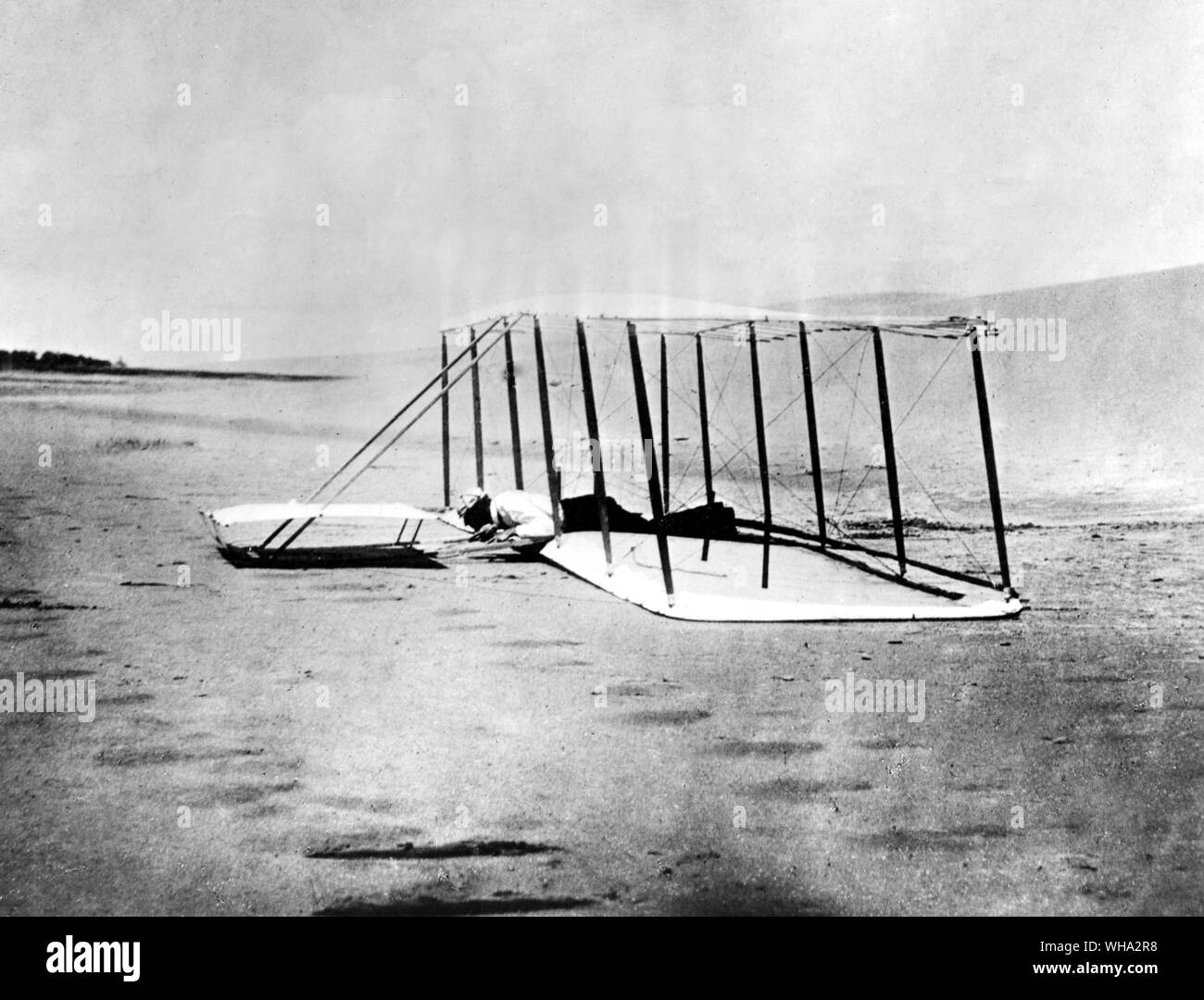 The Wright brother's no 2 glider at the Kill Devil Hills in 1901. Stock Photo