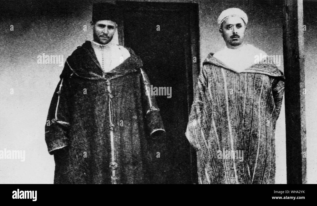 Riff chieftains: left is Boudgillar, Riff envoy to London in 1922; right is Mohamet Abdul Krim, the Amir's younger brother and chief of staff. Stock Photo