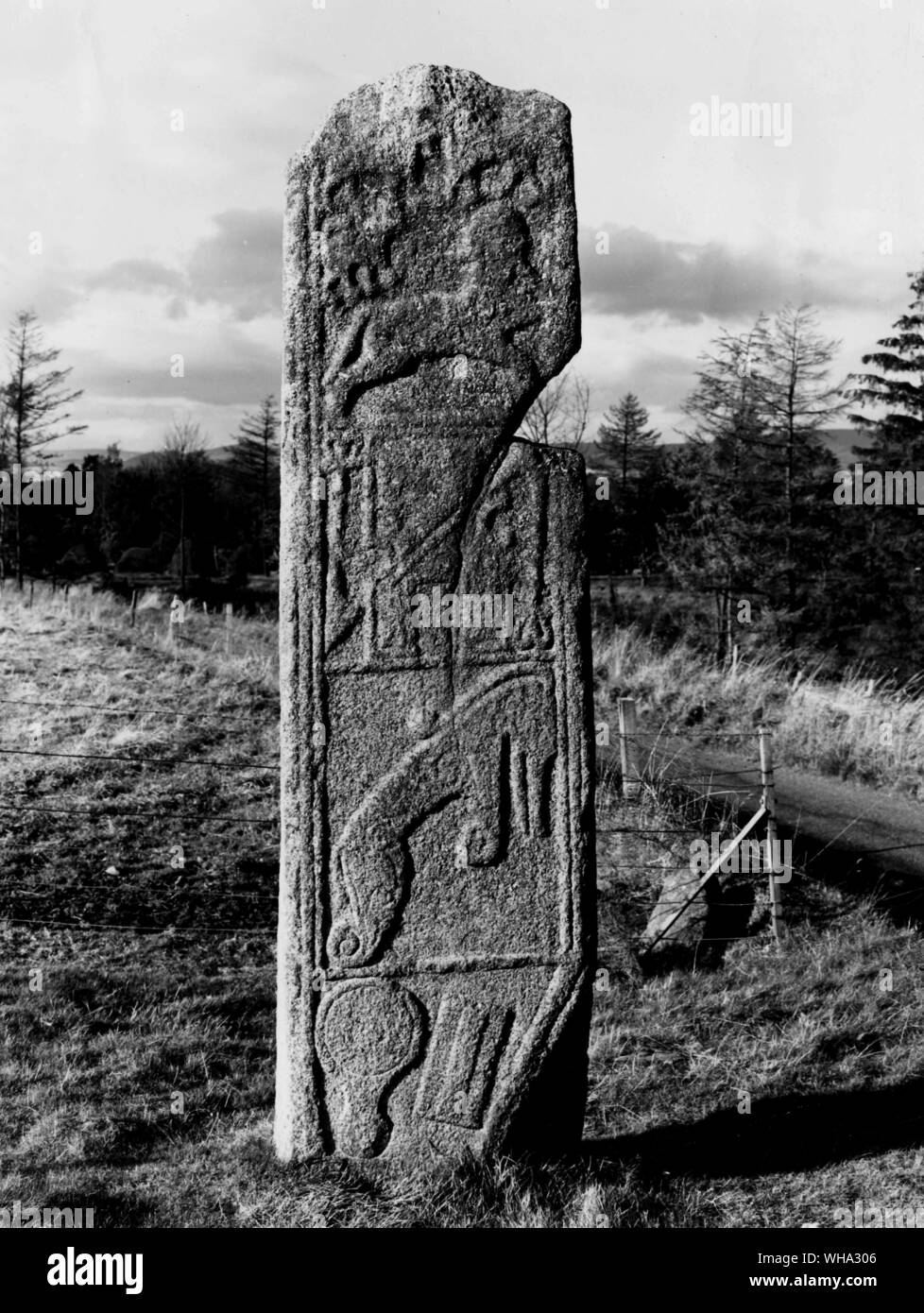 Maiden stone, near Inverurie, Aberdeen, Scotland. Pre-Christian, 7-8th century. . . Scotland: Chapel of Garnoch, Aberdeenshire. Stock Photo