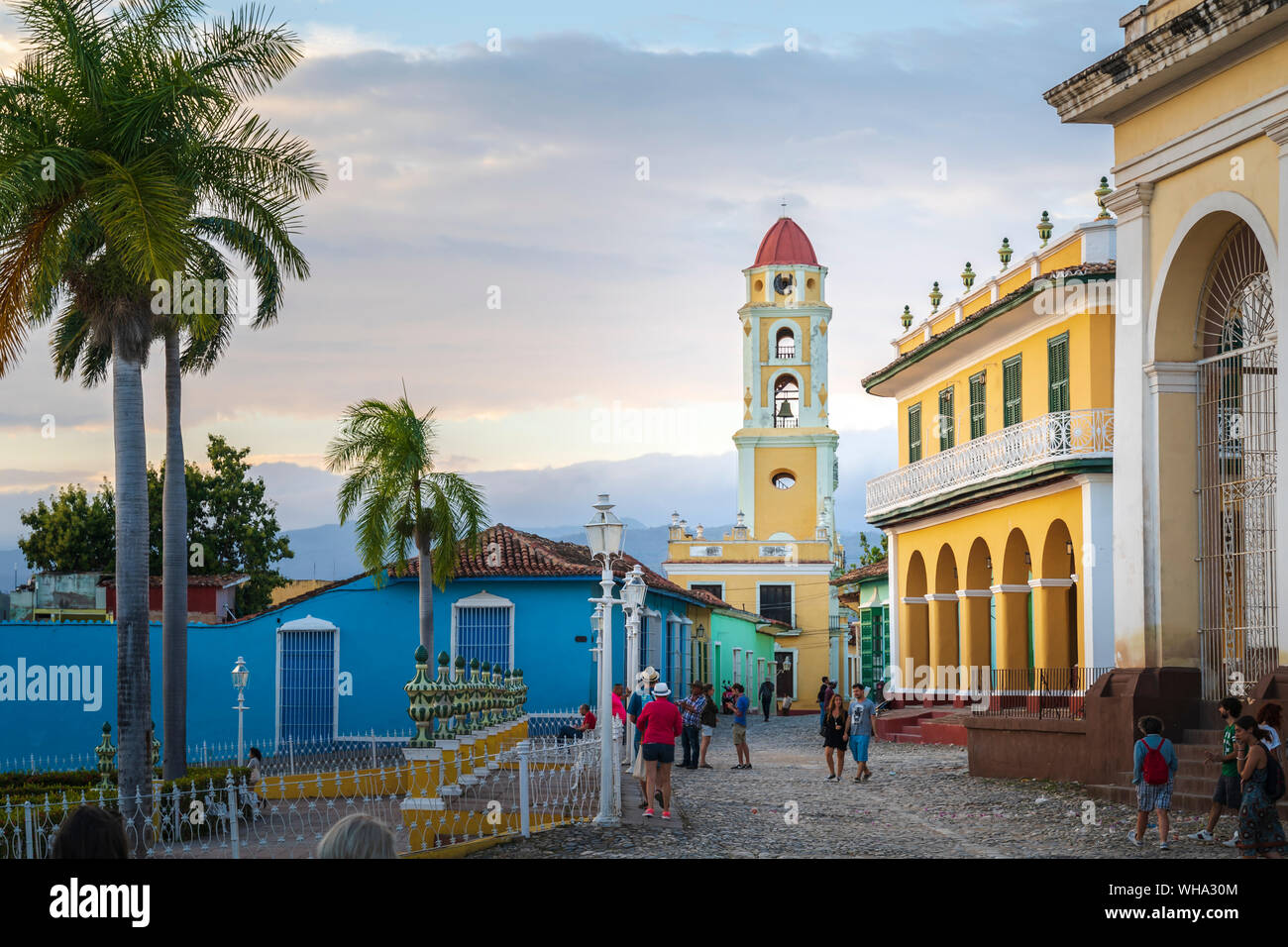 View of Bell Tower and Trinidad, UNESCO World Heritage Site, Sancti Spiritus, Cuba, West Indies, Caribbean, Central America Stock Photo
