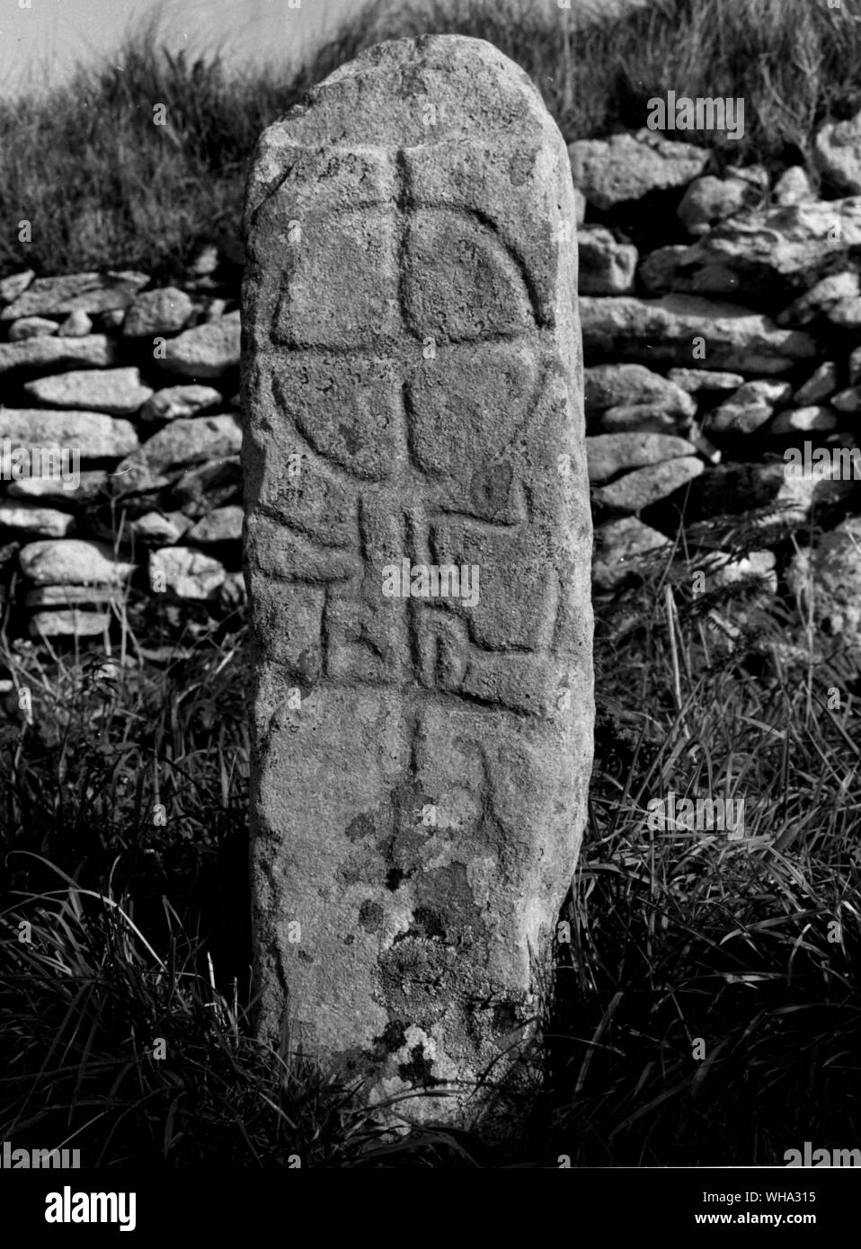 County Kerry, Ireland: Inscribed stone at Gallarus. Stock Photo