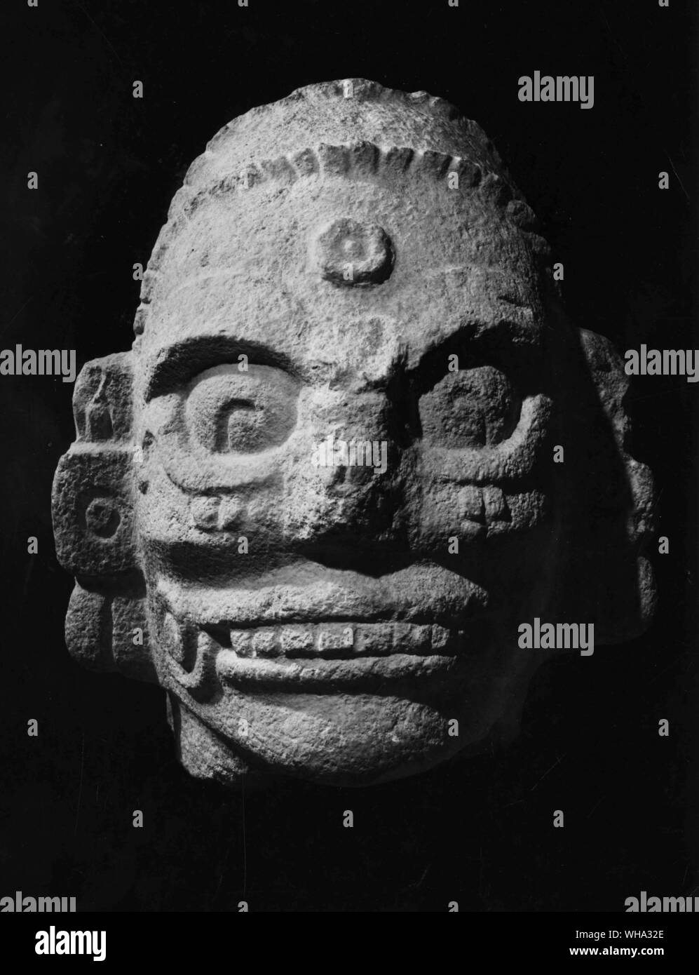 Head of a rain god, Yucatan, Mexico. 900-1200 A.D. Stock Photo