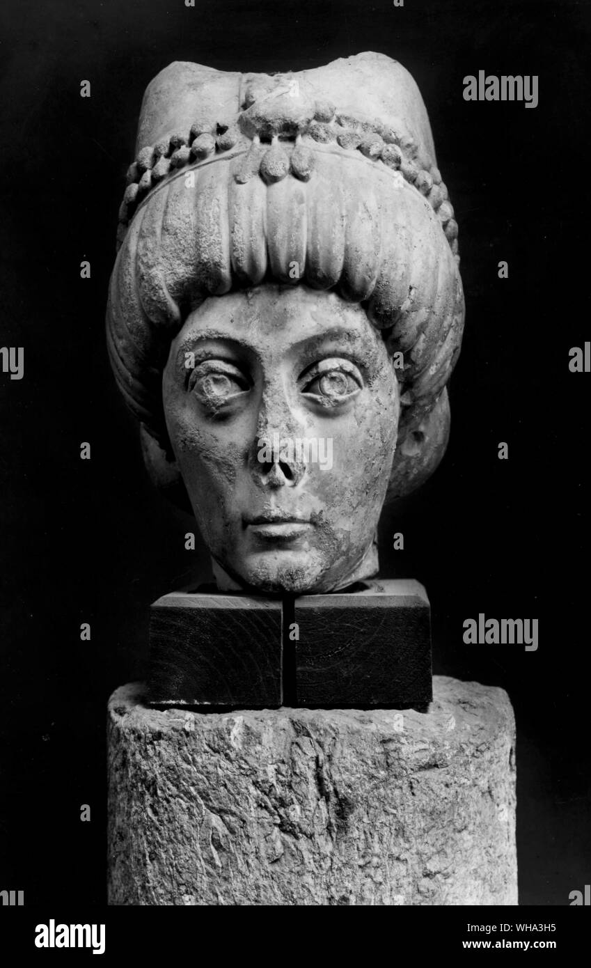 Byzantine sculpture of the 6th century. Empress Theodora (?). Italy. Stock Photo