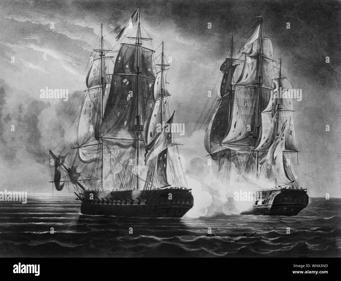 7th Feb. 1813. Amelia fight with:-  Arethuse. Stock Photo