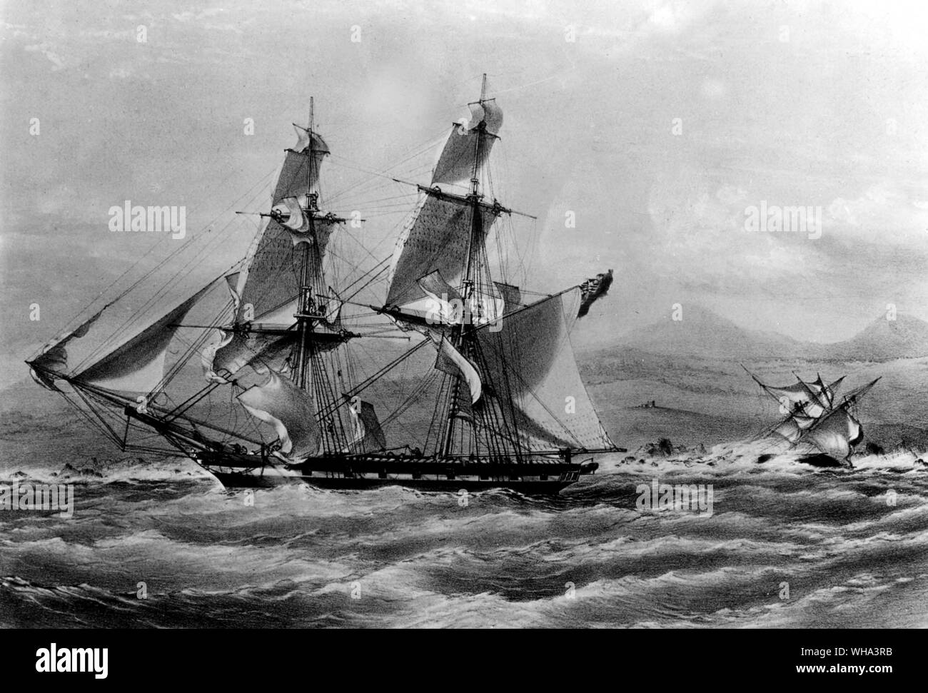 A mid-19th century British sloop by H J Vernon. Stock Photo