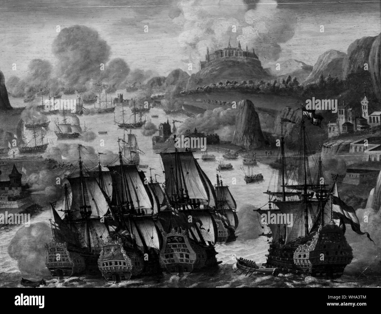 Battle of Vigo Bay, 1702. Stock Photo