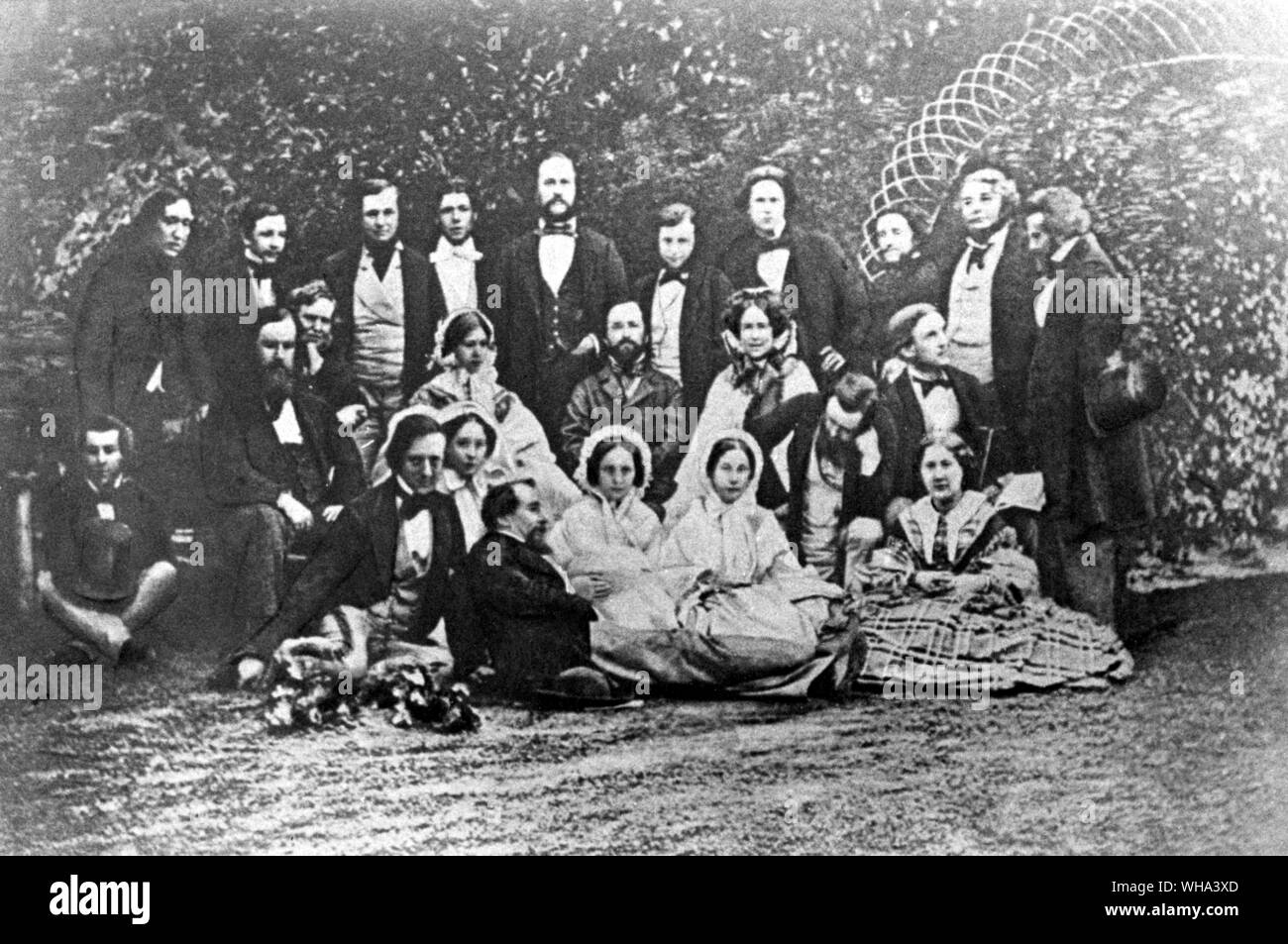 The Dickens Dramatic Company in 1854. . Dickens, Charles John Huffam (pseudonym Boz) English novelist; wrote novels Pickwick Papers 1836-1837, Oliver Twist 1837-1839, A Christmas Carol 1843, Bleak House 1852-1853, A Tale of Two Cities 1859  1812-1870 . . Stock Photo