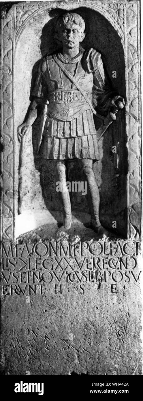 Roman Tombstone of Marcus Favonius ? before AD 60. centurion or cavalry officer. Romans occupied Colchester by AD 43 Stock Photo
