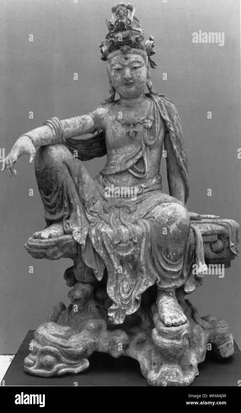 The Bodhisattra Kuan Yin. style suggests 8th-12th century. Kuan Yin is the Chinese goddess of mercy Stock Photo