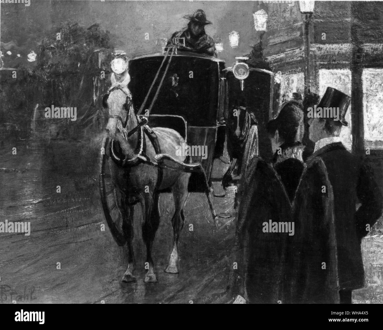 A Hanson (?) Cab . The Strand 1889-1890. London Stock Photo