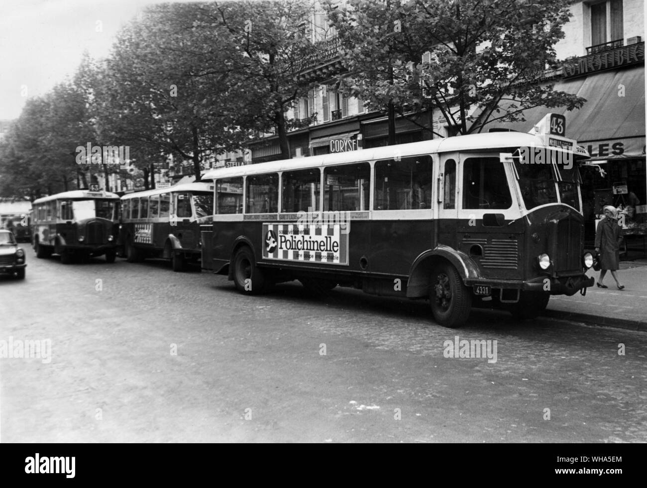 Idle buses line the streets during the Paris strikes Stock Photo