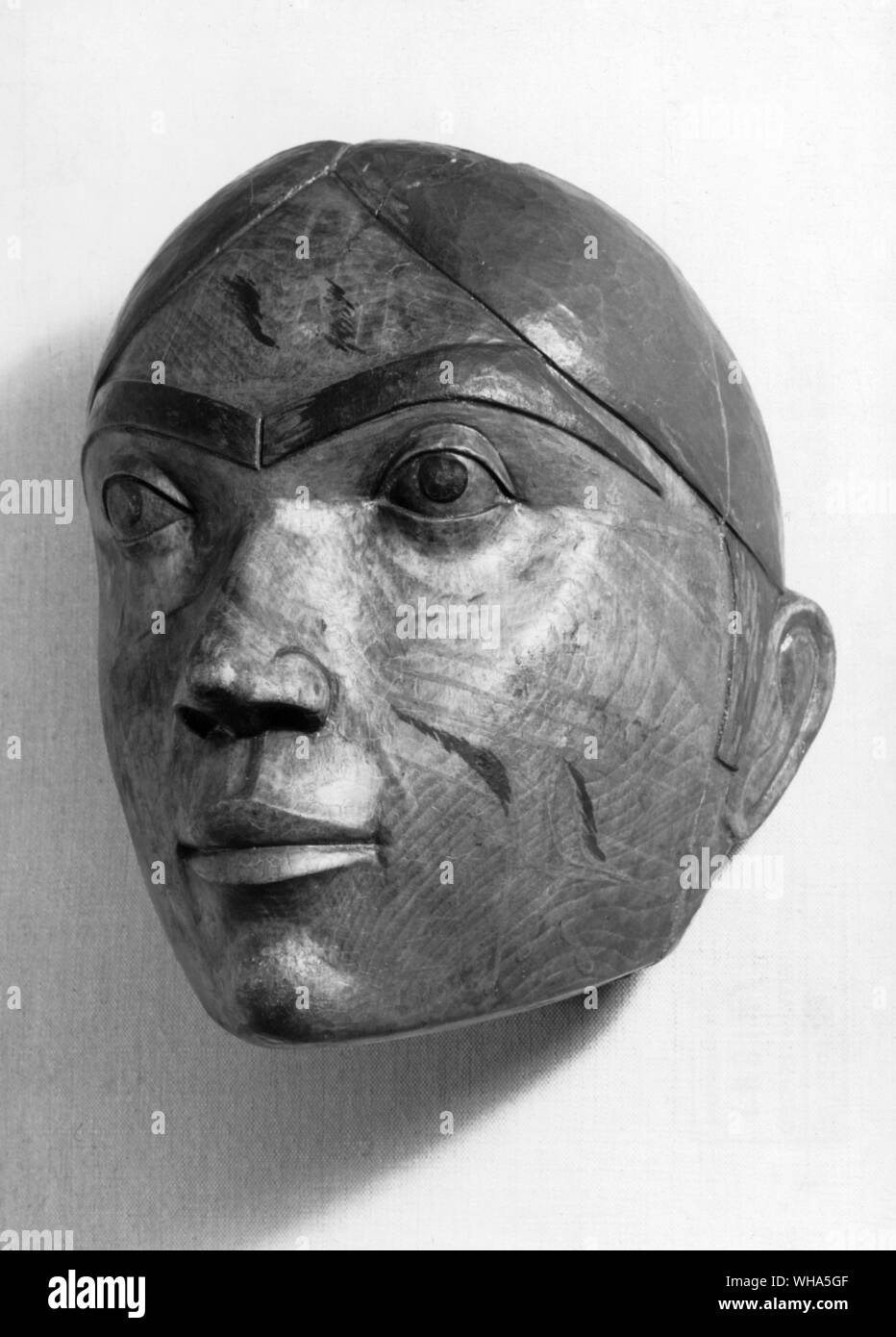 Haida Indian. Queen Charlotte Islands. Portrait mask probably for mortuary rites. Mid 19th century. Stock Photo