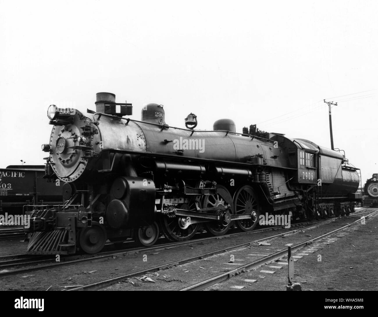 Union Pacific. Pacific Class Steam Locomotive. 4-6-2 wheel arrangement P Class designation. First of type built in 1904 for passenger service Stock Photo