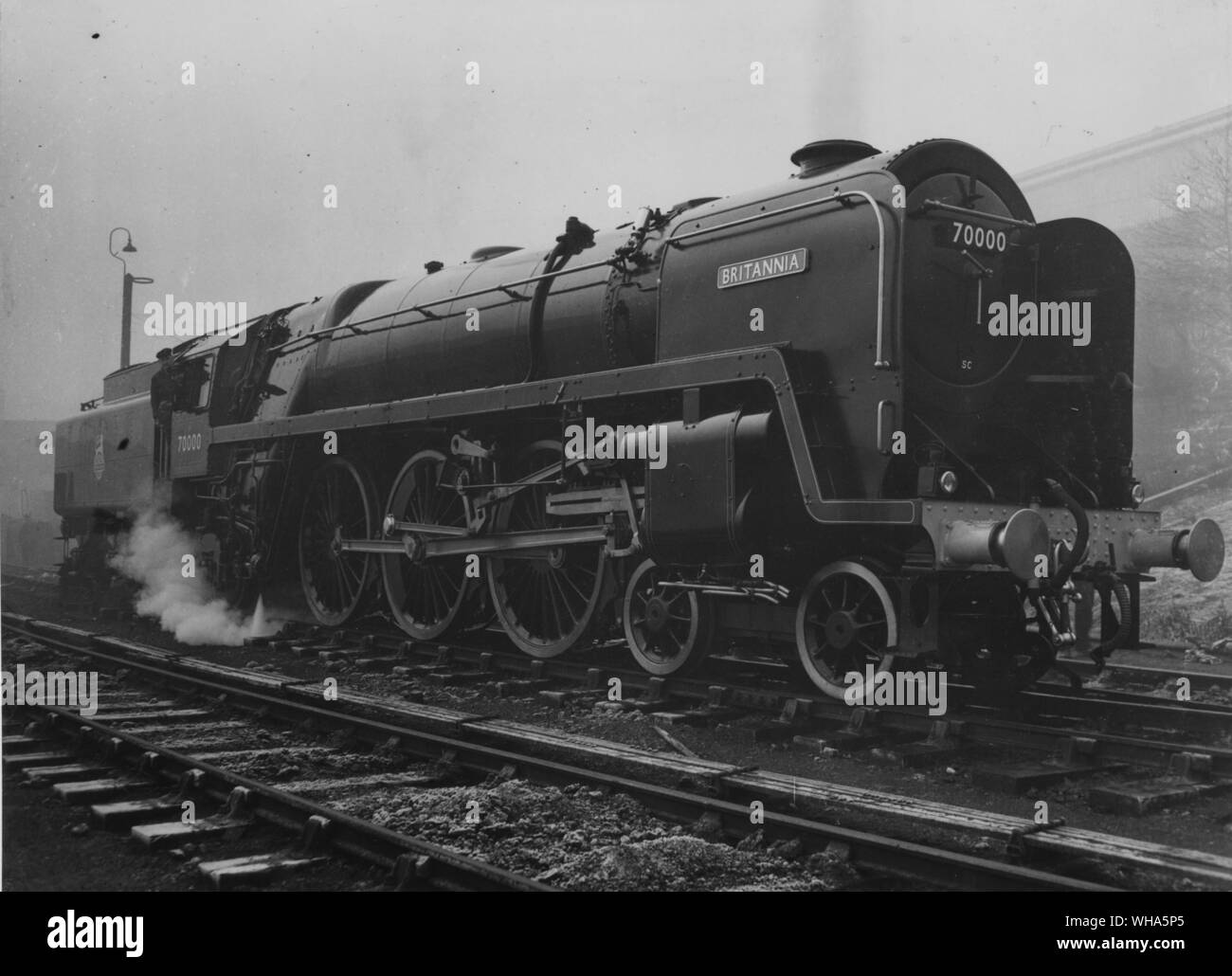 The Britannia. and express locomotive. British Rail Stock Photo