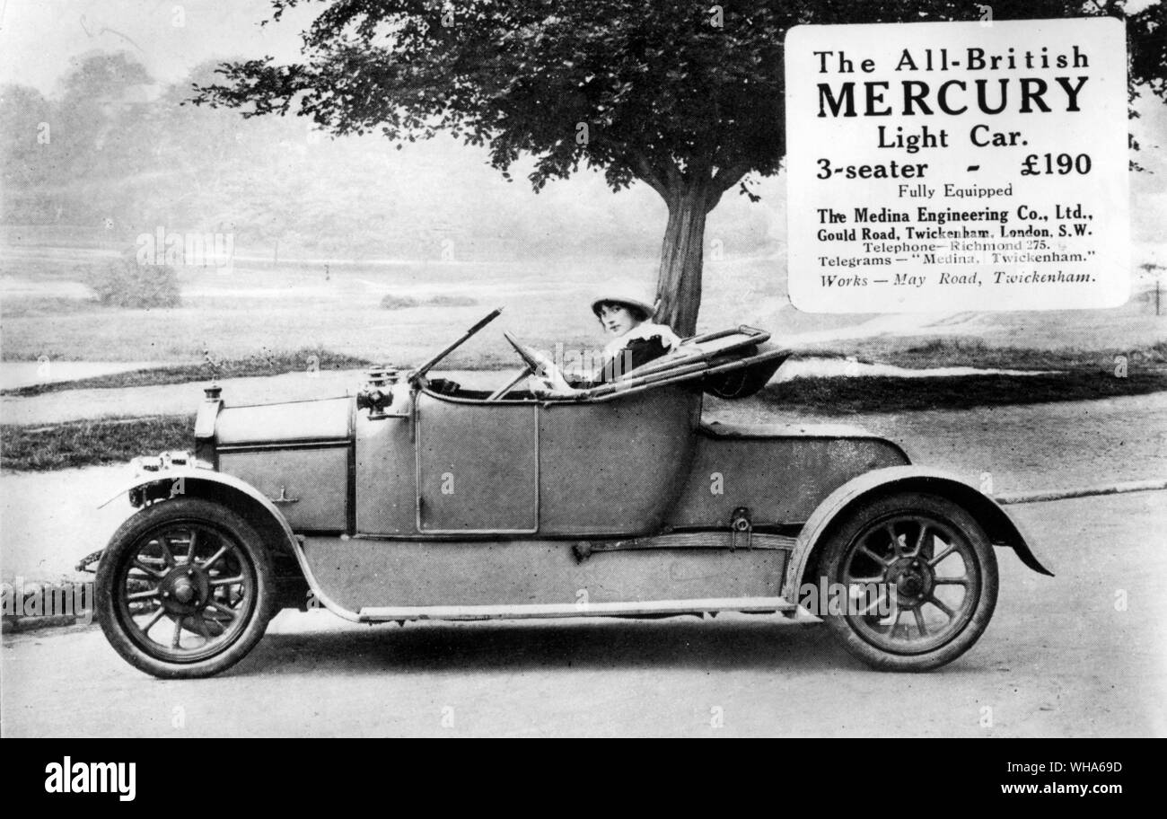 The All British Mercury Light car. 3 seater. The Medina Engineering Co. London. 1914 Stock Photo