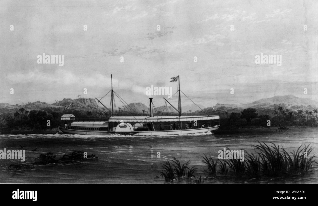 Dr Livingstones Steam Launch. Ma Robert. Built for Exploring the River  Zambezi by John Laird. 1858 Stock Photo
