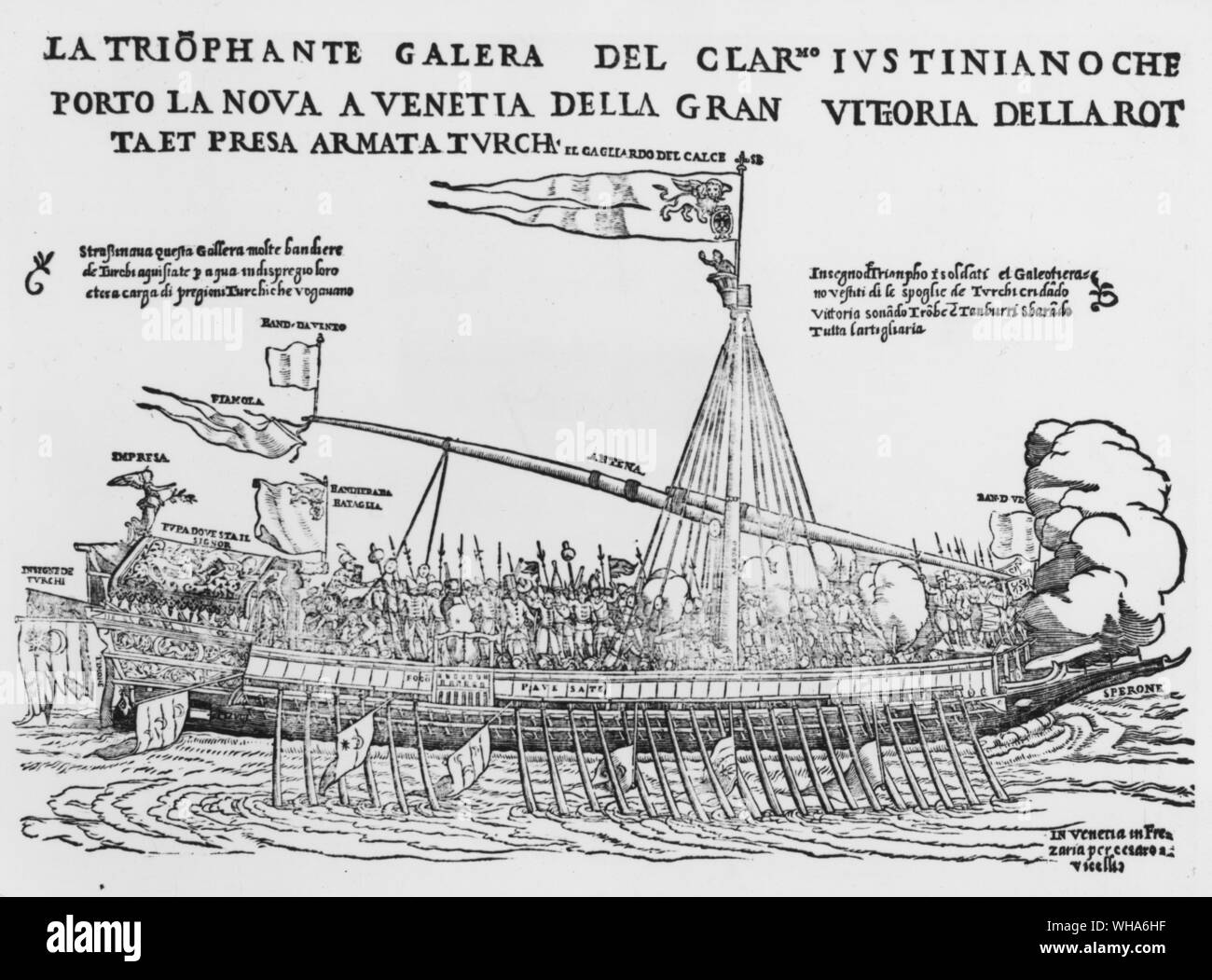 galley bringing news of Lepanto. Battle of Lepanto 1571. The