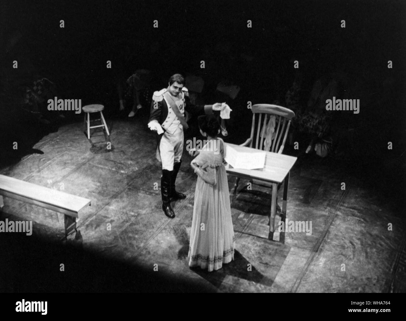 Library Theatre Scarborough. Theater in the round in action. The Man of Destiny by Bernard Shaw Stock Photo