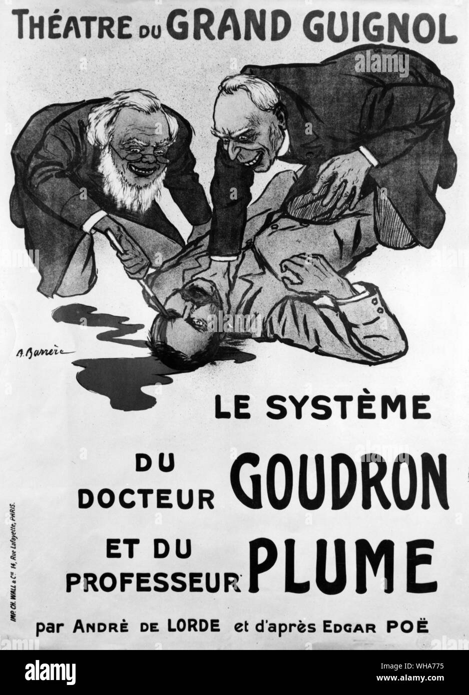 Theatre du Grand Guignol. by A Barrere. Paris. . Le System du docteur Goudron et du Professeur Plume Stock Photo