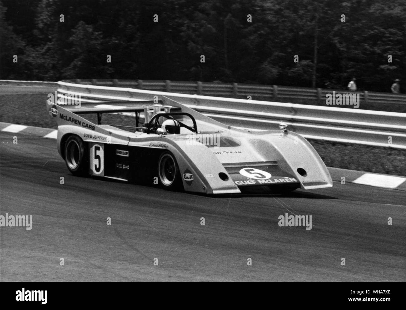1972 McLaren Chevrolet M20 Can-Am sports car. Denny Hulme at the wheel Stock Photo