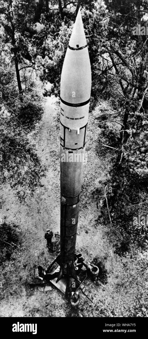 Guided Missile Mk I Corporal. In firing position in Hampshire woods near Crookham Stock Photo