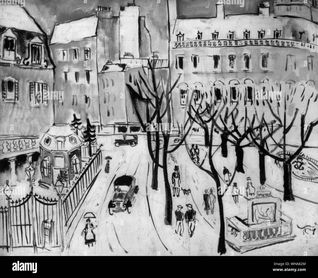 Christopher Wood. Paris Snow Scene. . . . . Stock Photo