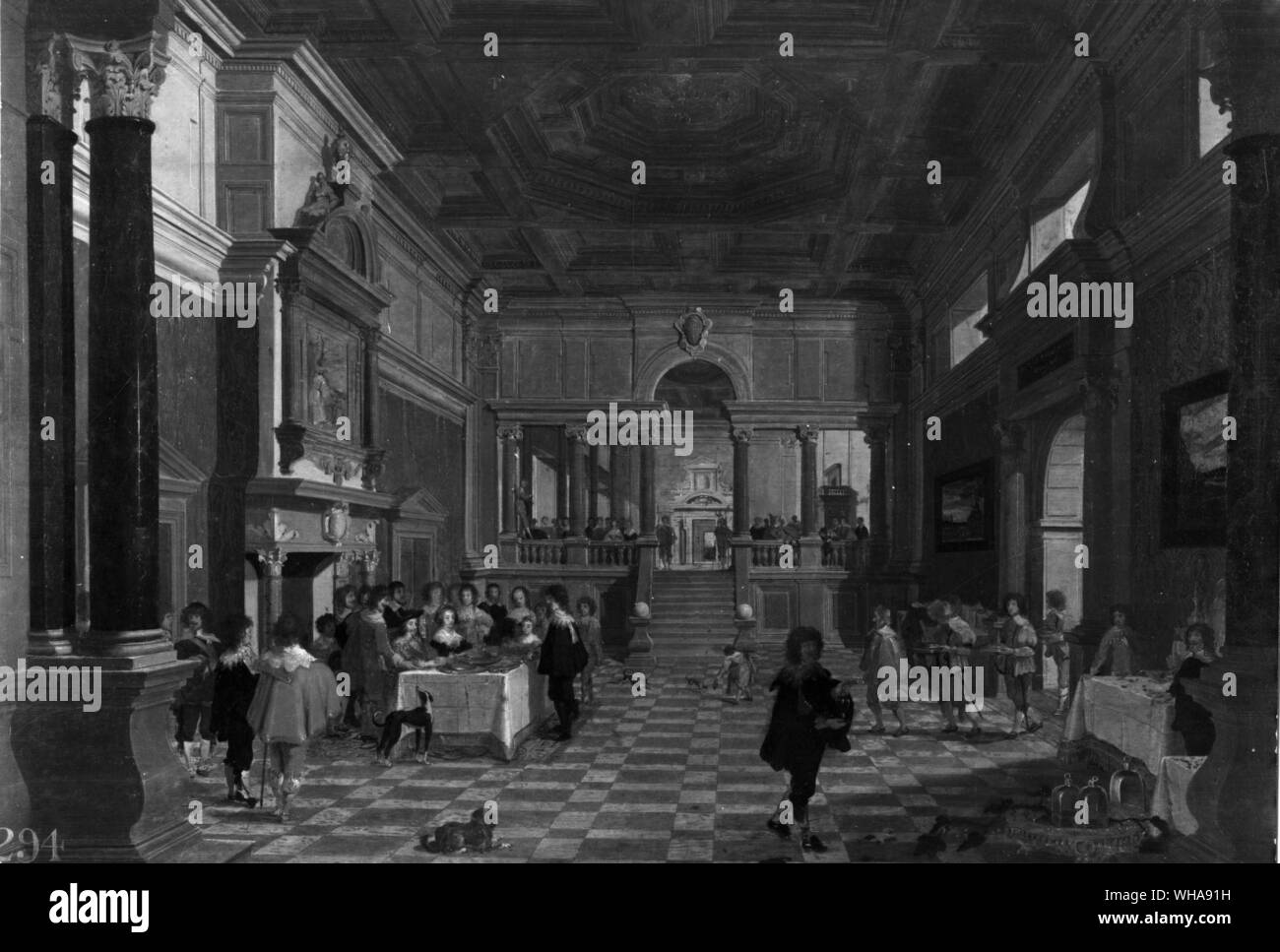Charles I dining Whitehall. London Stock Photo
