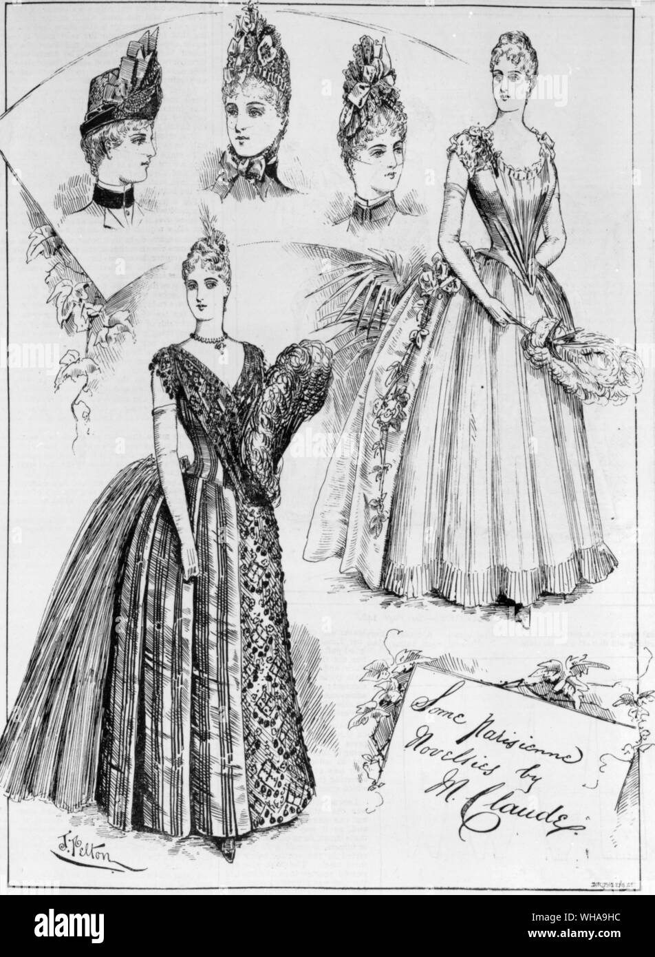 The fashion of dress. Some Parisienne ? by M Claude. 24th February 1887 Stock Photo