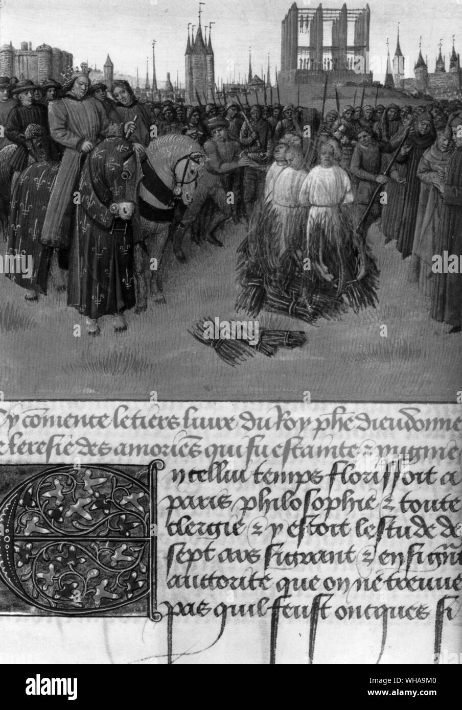 Torture of heretics infront of Paris in the presence of the King of France. by Jean Fouquet c 1460 Stock Photo