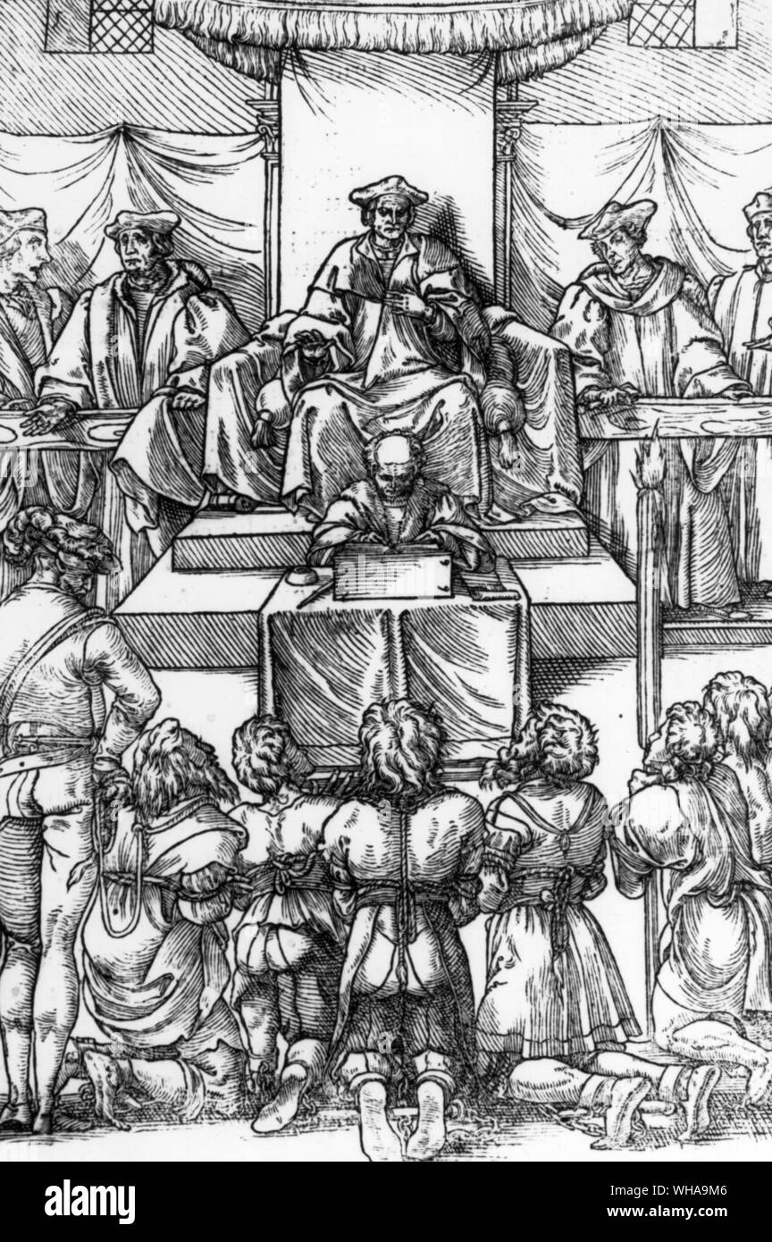 Judgement of heretics. 1541. Stock Photo