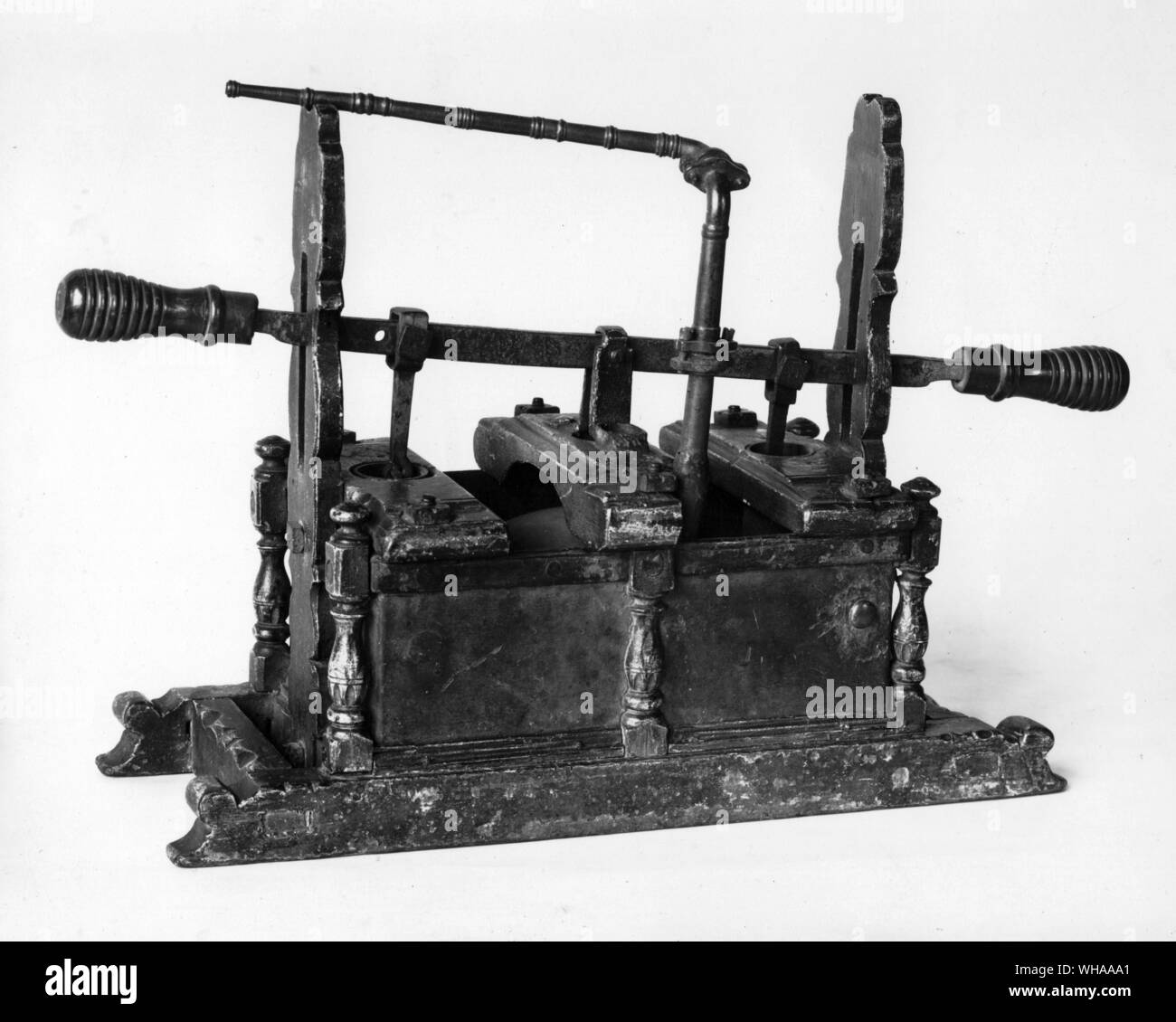 Fire Engine. Model of Manual fire engine c 1680. Stock Photo