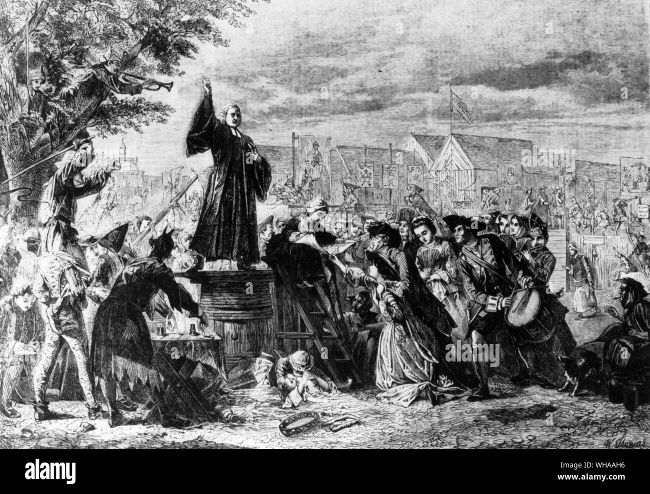 Whitfield Preaching in Moorfields. c 1742 Stock Photo