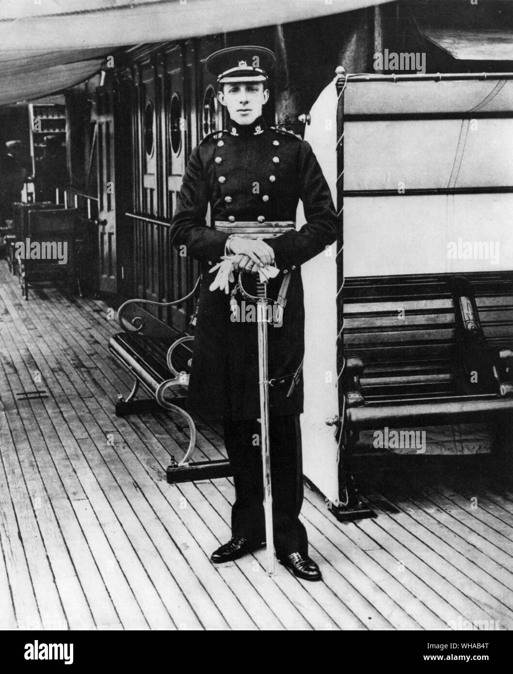 The King of Spain Alphonso XIII probably on board Giralda, Spanish Royal Yacht. 1907 Stock Photo