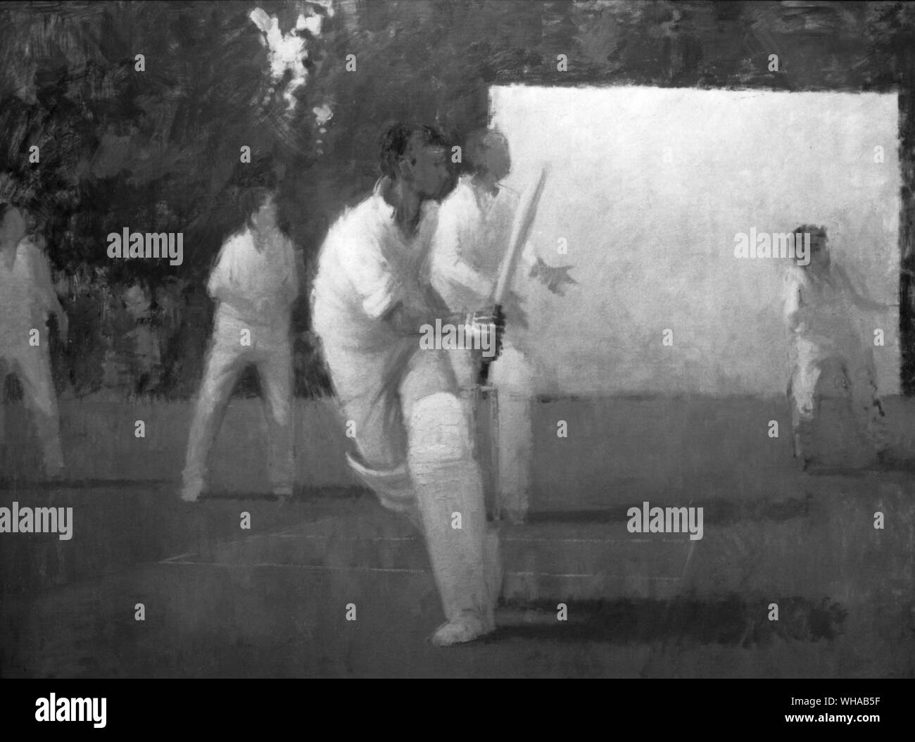 Village Cricket. Hit to leg by Lawrence Toynbee Stock Photo