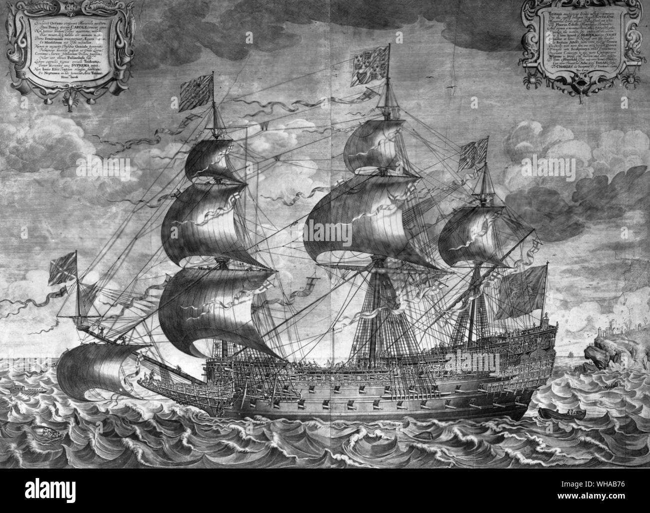 Sovereign of the Seas 1637. engraving by J Payne Stock Photo