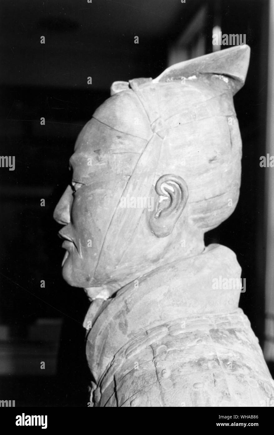 Side view of a Ch'in officer. He would have been recognized by his distinctive armour as well as his headgear Stock Photo