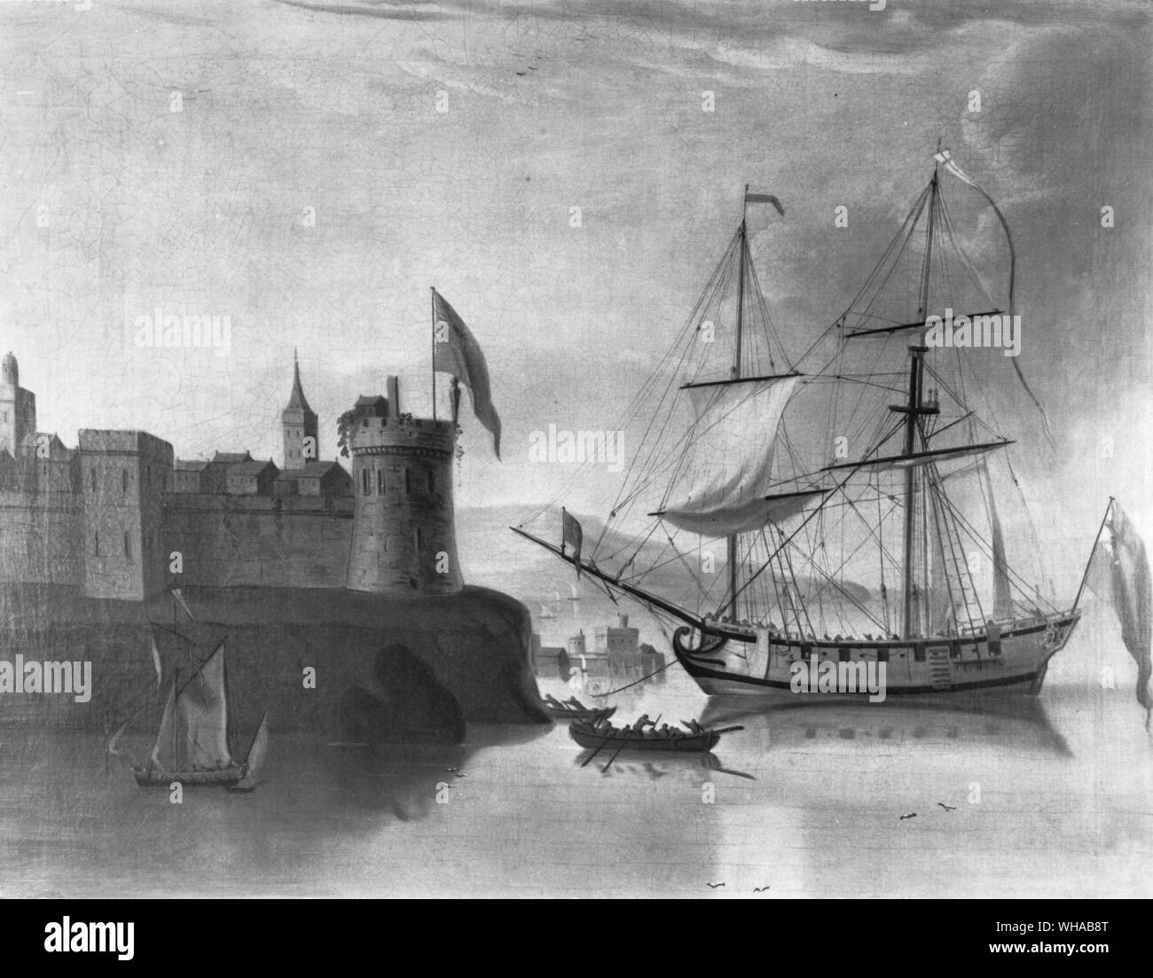 English snow rigged sloop c1720 Stock Photo