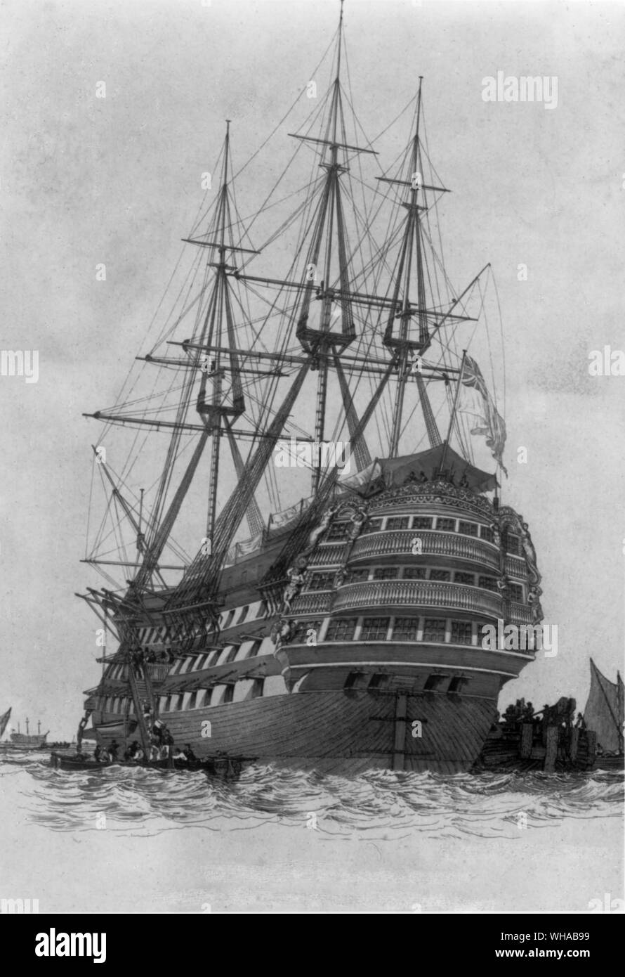 The Prince by Cooke. rigged at Portsmouth 1828 Stock Photo
