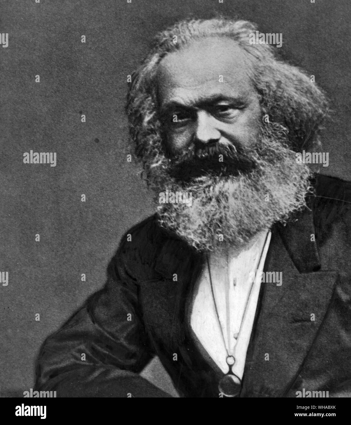 Karl Marx 1818-1883 his writings inspired the theories of communism. In his view religion only served to distract the workers from their struggle for power, it was the opium of the people Stock Photo