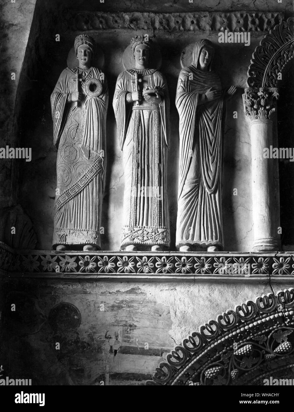 Procession of Saints detail 9th century. Chapel of Santa Maria in Valle gabinetto Rome Stock Photo