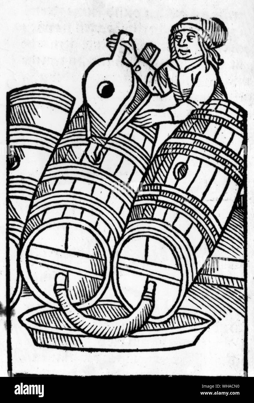 Blending wine from Livre des Prouffitz Champetres. Petrus de Crescentiis. 1529 Stock Photo