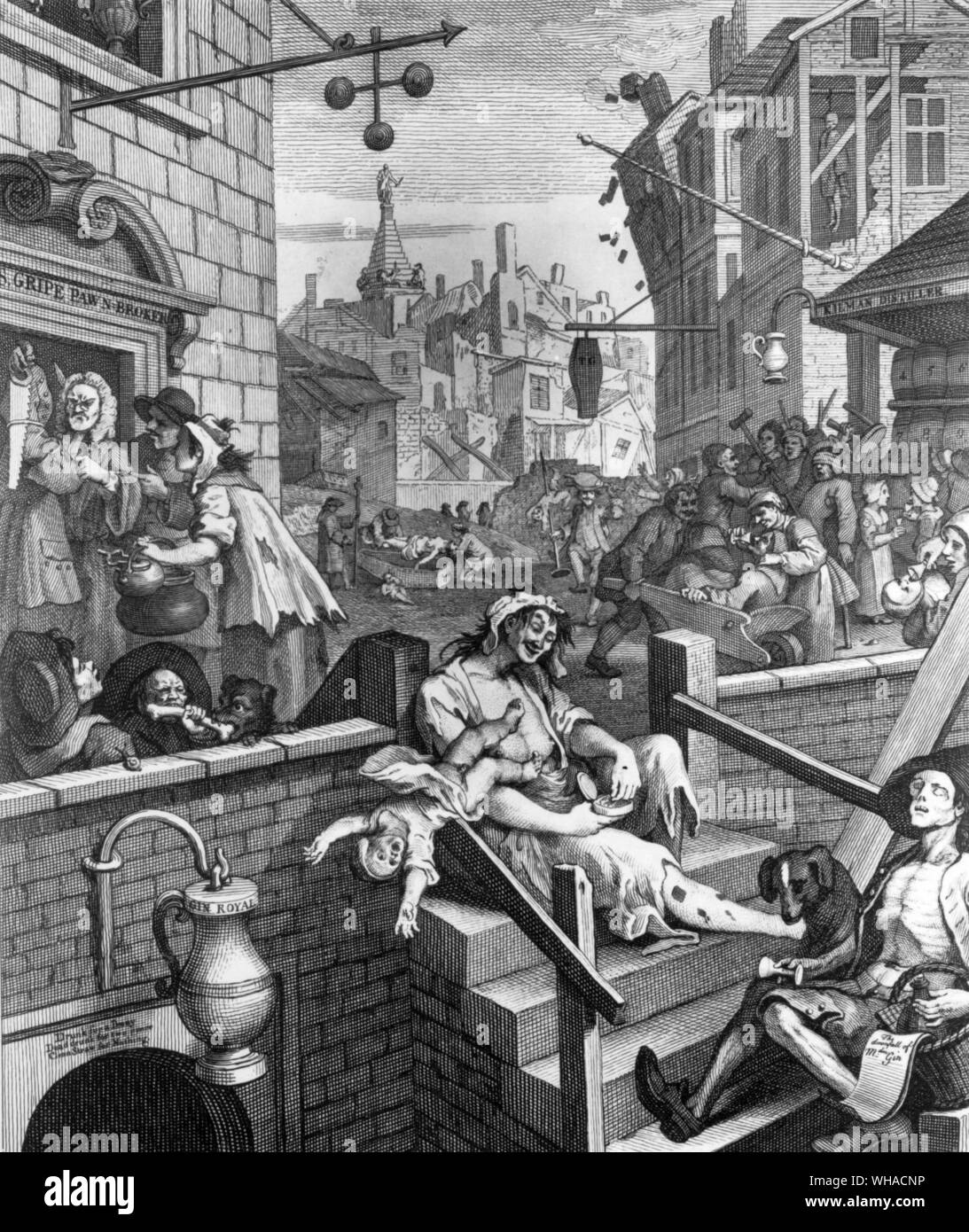 Hogarth . Gin Lane. c 1751 Stock Photo