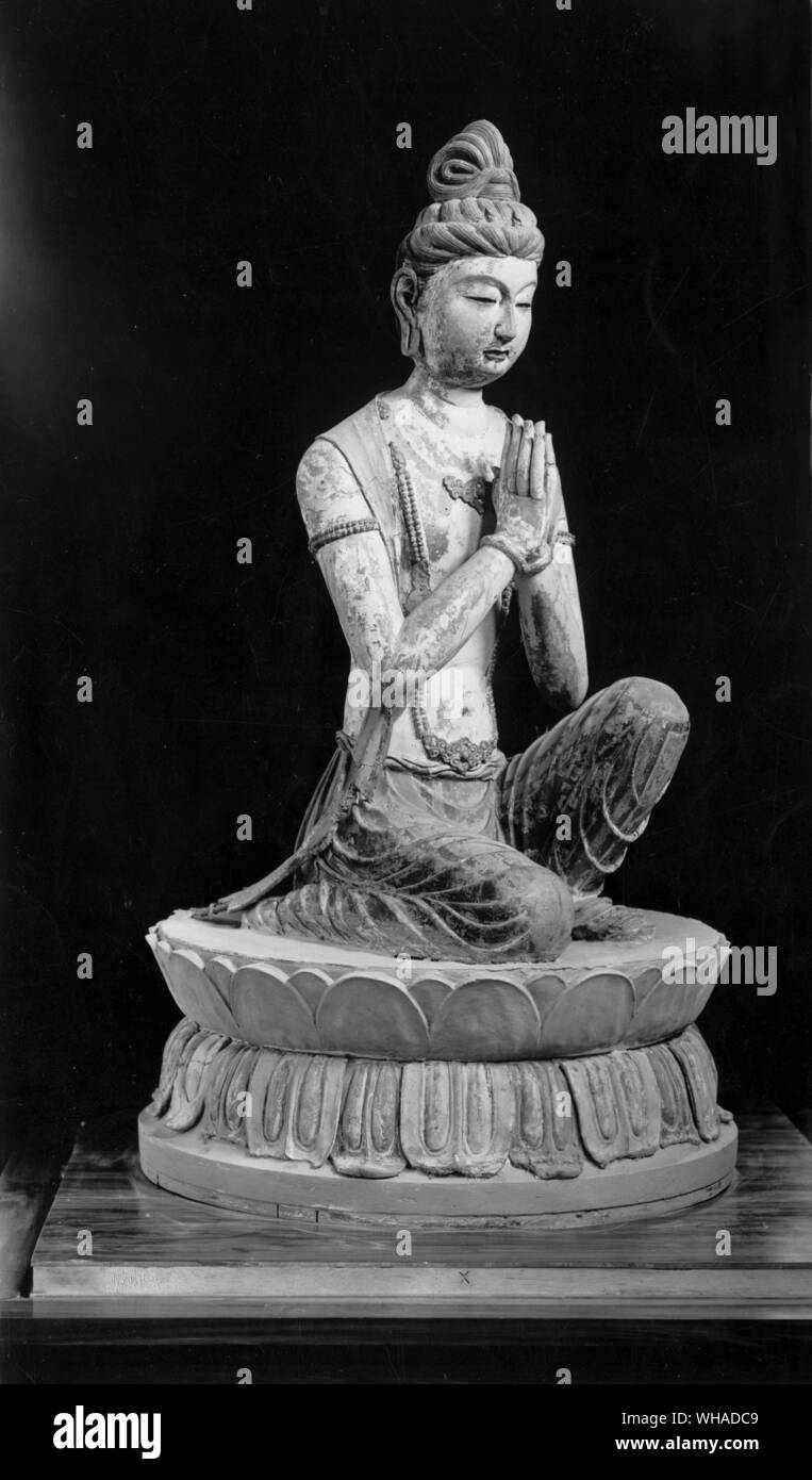 Adoring Bodhisattva from Tun Huang. Chinese Buddhist VIII century Stock Photo