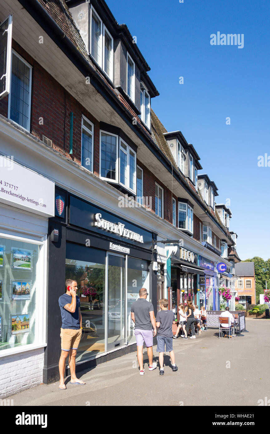 Village shops, Chobham Road, Sunningdale, Berkshire, England, United Kingdom Stock Photo