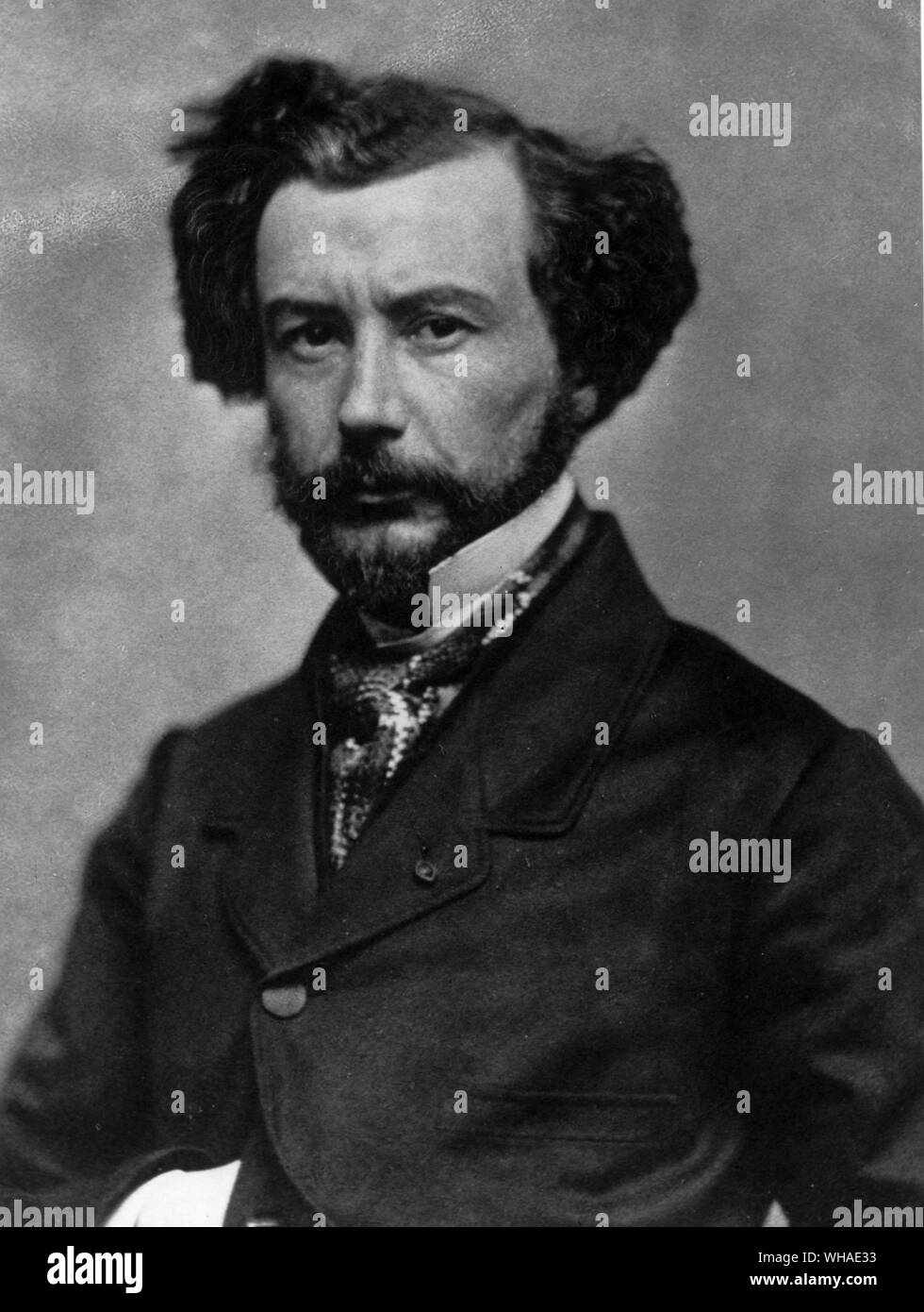 Maxime du Camp 1822-1894. photo by Nadar. French writer and photographer who is chiefly known for his vivid accounts of 19th-century French life. He was a close friend of the novelist Gustave Flaubert. . . An outgoing, adventurous man, Du Camp also pioneered in photography and published works in virtually every literary genre.. Stock Photo