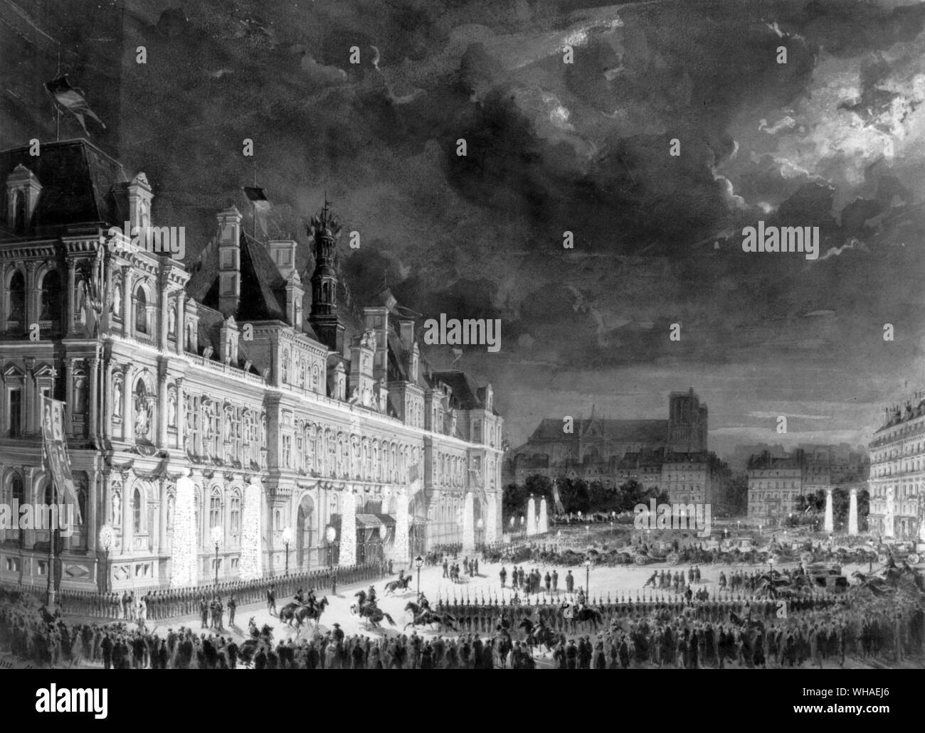 Max Berthelin. Illuminations at the Hotel de Ville. 23rd August 1855 Stock Photo