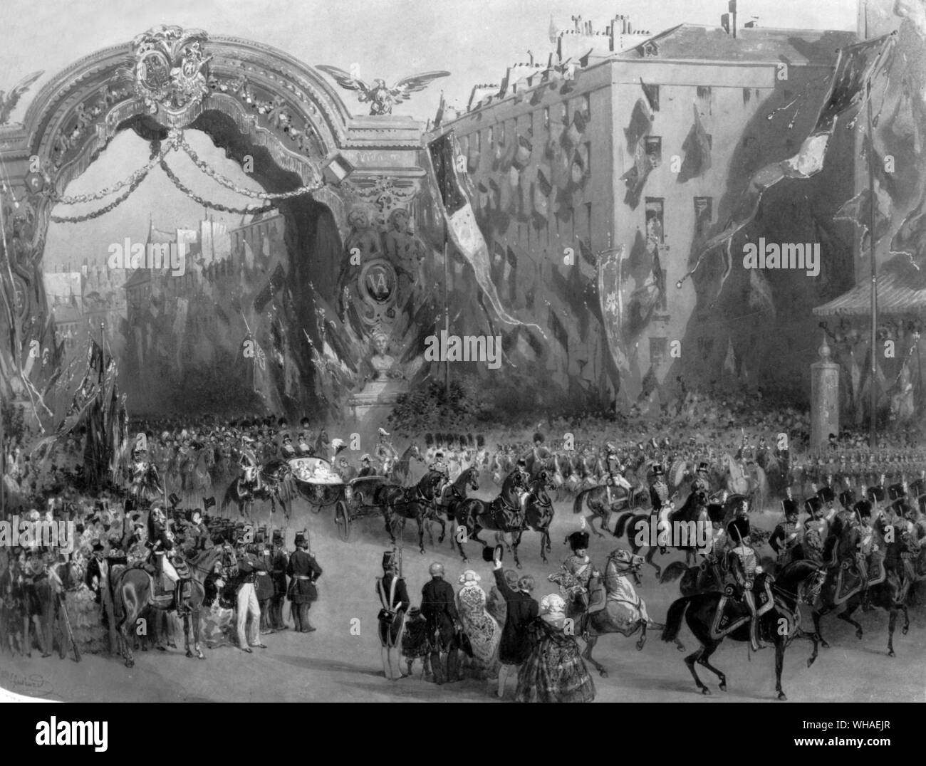 Entry of Queen Victoria into Paris 1855. E Guerard Stock Photo