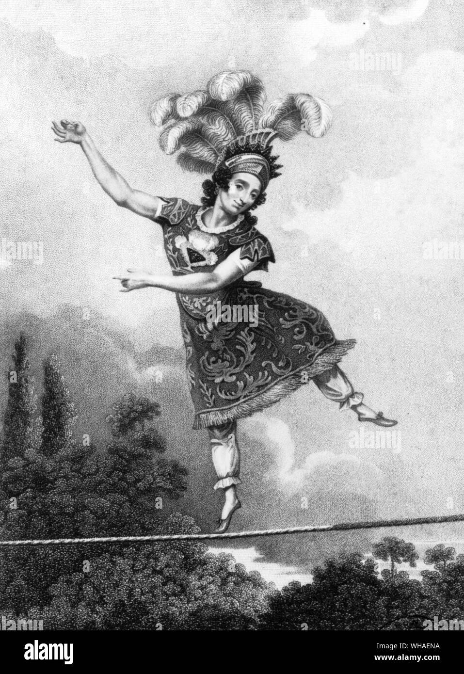 Madame Saqui a tightrope walker 1820 Stock Photo